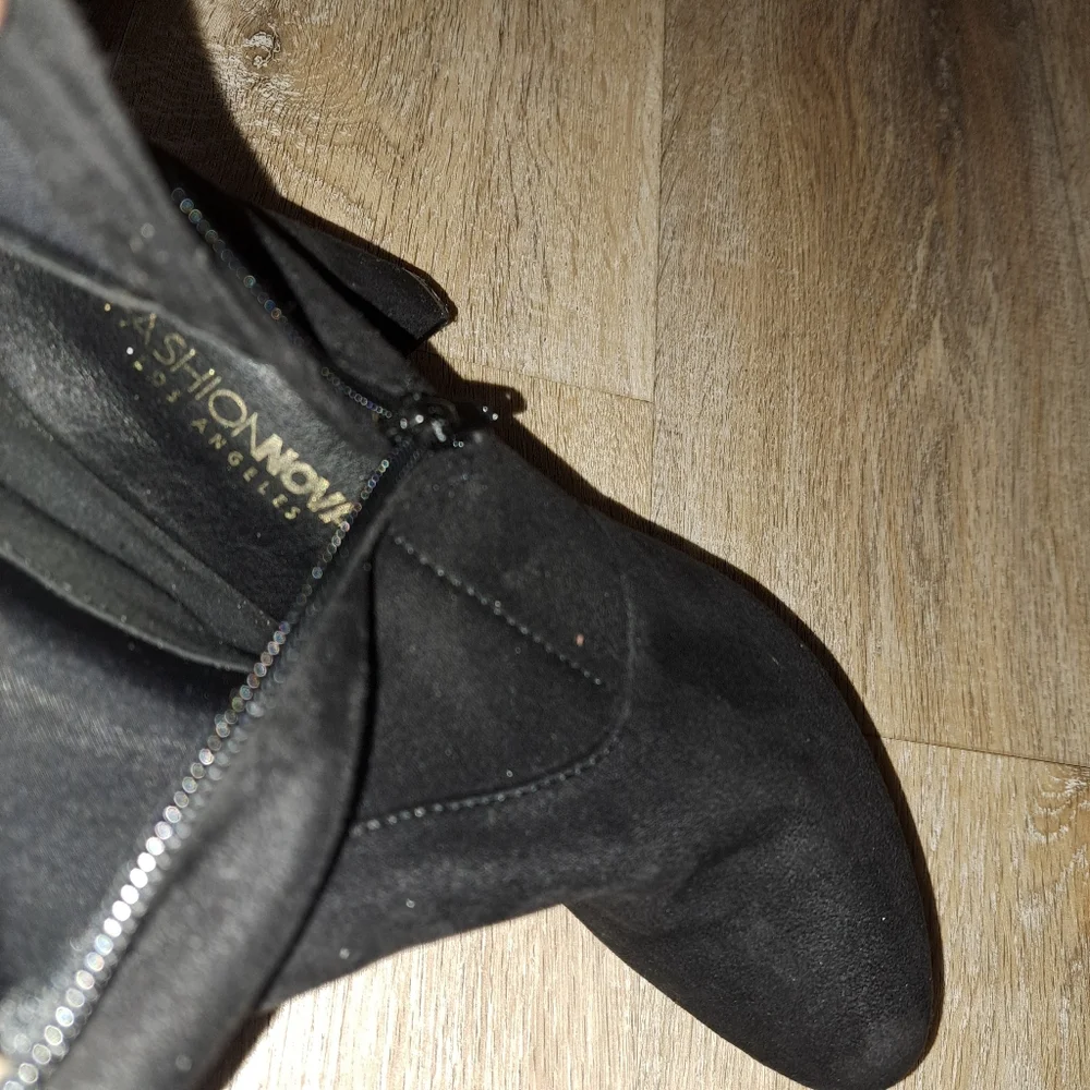 Fashion Nova Black Over The Knee-High Suede Heeled Boots Women's Size 9